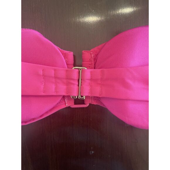NWT VIctoria's Secret Swim Bikini Top MEDIUM Hot Pink Bandeau Attachable Strap - Picture 9 of 11